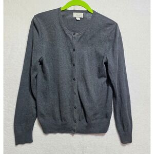 Foxcroft Charcoal Gray Button Front Cardigan Sweater Womens Size S